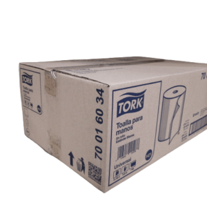 caja de toalla en rollo marca tork de hoja sencilla