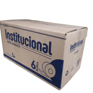 caja de seis bobinas de papel higiénico marca institucional