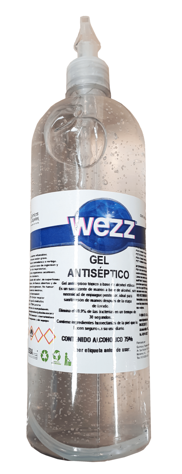 gel antibacterial marca wezz de 1 litro